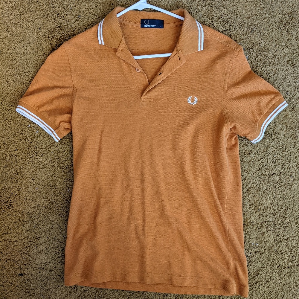 FRED PERRY POLO GOLD WHITE TRIM S